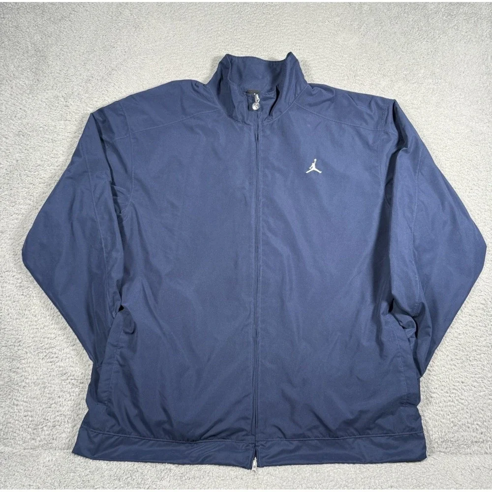 Vintage Jordan Track Windbreaker Jacket Mens 3XL Navy Blue‎ Full Zip Polyester